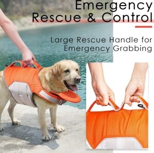 New Thinkpet Dog Life Jacket Large Reflective High Bouyancy Handle Adjustable